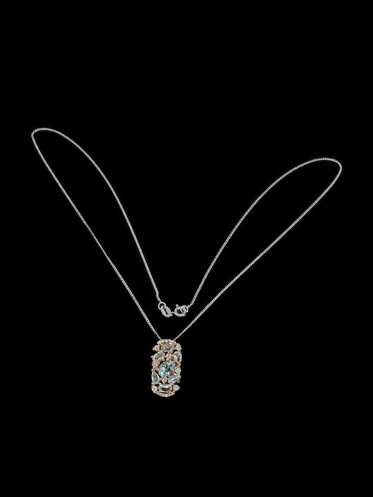 925 Silver Necklace Natural Sky Topaz Cubic Zirconia