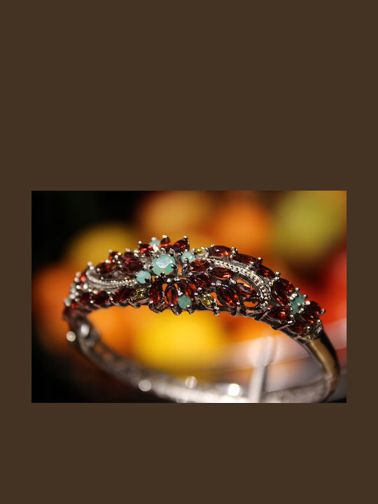 Silver Bracelet Natural Garnets Sapphires Songea Emeralds 925