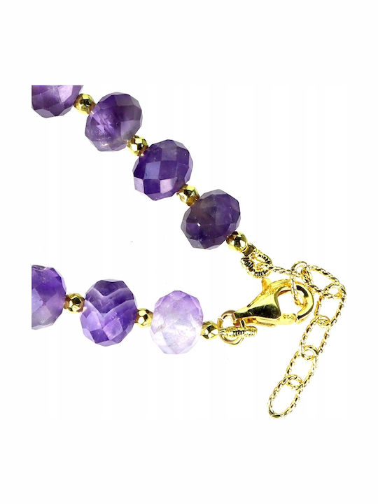 Beautiful Silver Bracelet Natural Amethysts Fluorites 925