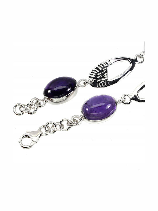 Silver Bracelet Natural Amethysts 2