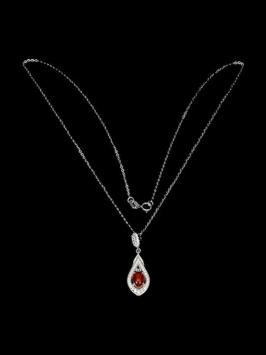 Orange Opal Zirconia Delicate Necklace 925