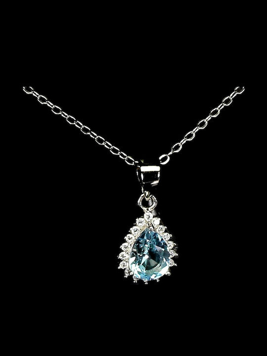 925 Zarte Himmelblaue Topas Natürliche Kette