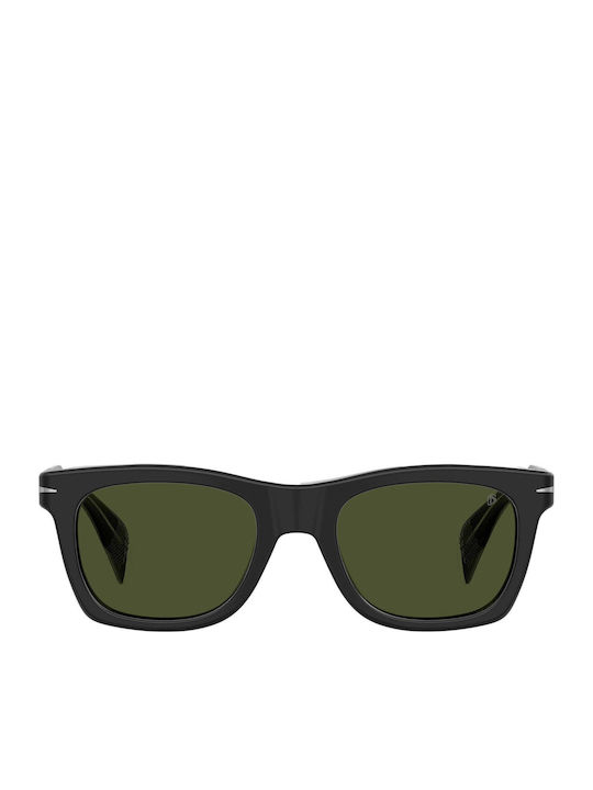 David Beckham Unisex Sunglasses with Black Horn-Rimmed Frame and Black Lens