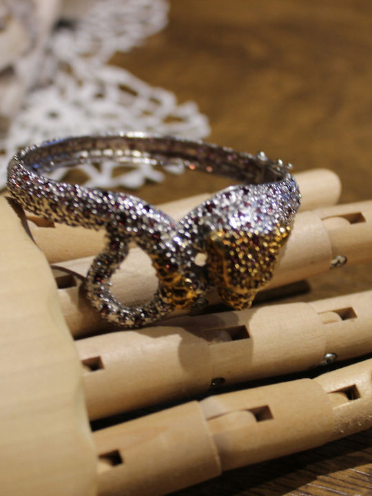 Silver Bracelet Tiger Rhodolite Diopsides