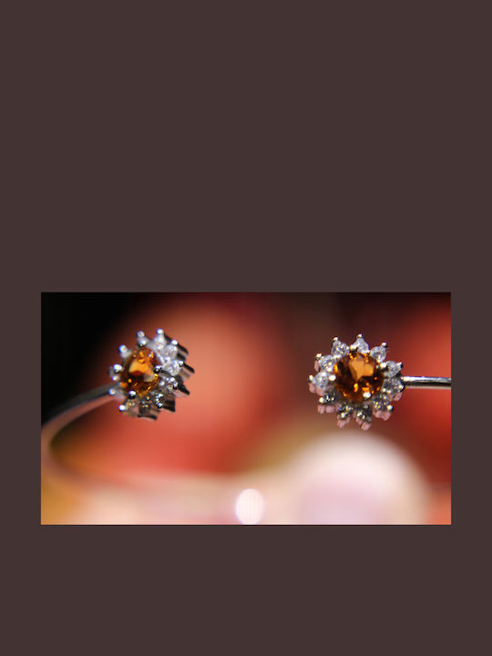 925 Silver Bracelet Natural Citrines Zirconia Delicate