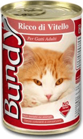 Bundy Adult Wet Food for Adult Cats in Cans with Calf 400gr