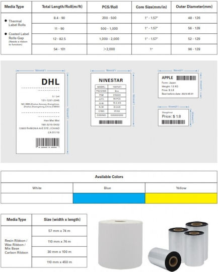 G&G G&G Tragbarer Thermischer & Thermische Übertragung Etikettendrucker USB Serial Wi-Fi Bluetooth Ethernet 203 dpi
