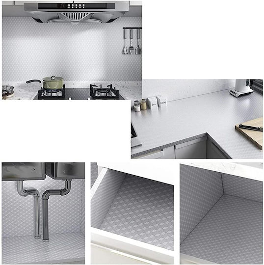Autocolant De Bucătărie Alista Home Autocolant Rezistent La Apă Și La Temperatură Înaltă Pvc 40 X 300 Cm Model Cub 3d Argintiu