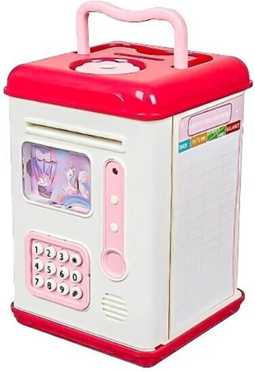 Set Pușculiță Pentru Copii Alista Home Tip Atm Parolă Cu Amprentă 13,5 X 11,5 X 20 Cm Roz