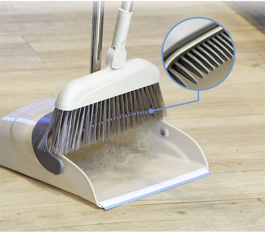 Set Mătură și Fară Mâner Alista Home Pentru Uz Casnic Plastic Oțel Maro Bej Depozitare Verticală 26x25.5x83 Cm