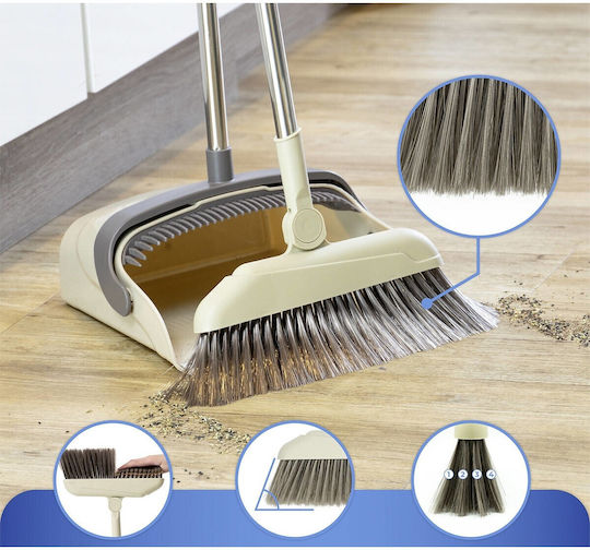Set Mătură și Fară Mâner Alista Home Pentru Uz Casnic Plastic Oțel Maro Bej Depozitare Verticală 26x25.5x83 Cm