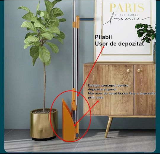 Set Mătură Cu Farăș Demontabil Mâner Alista Home Perie Dinți Curățare Mătură Rotațională Pliabilă Oțel Inoxidabil Polipropilenă Portocaliu