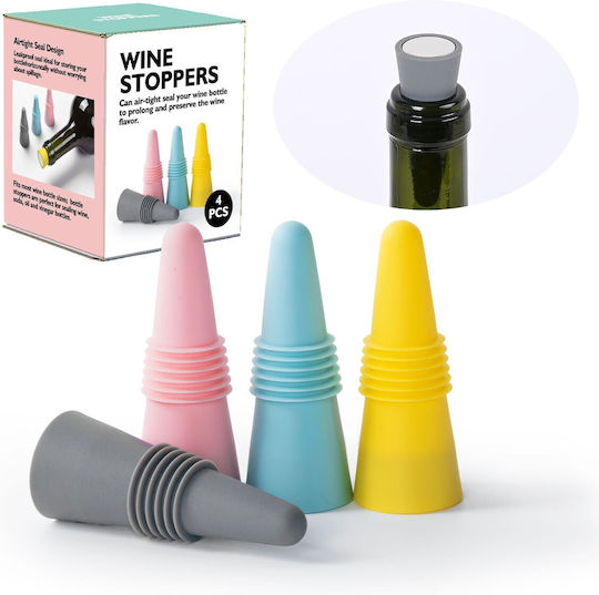 Set 4 Wiederverwendbare Silikonstopfen Alista Home Weinflaschen Trink Mehrfarbig