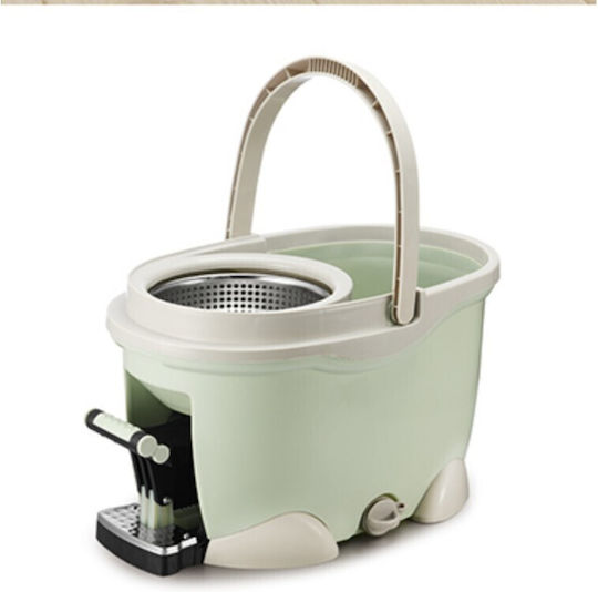 Alista Home Mop Bucket with Wringer and Wheels Stainless Steel Gray