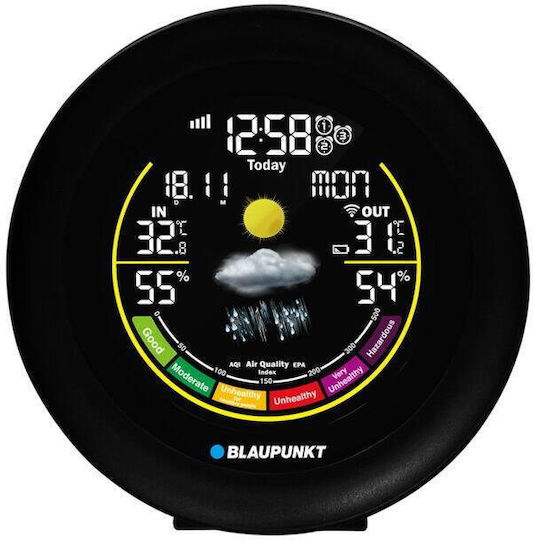 Blaupunkt WS35BK Ασύρματος Μετεωρολογικός Σταθμός Ψηφιακός Επιτραπέζιος Μαύρος