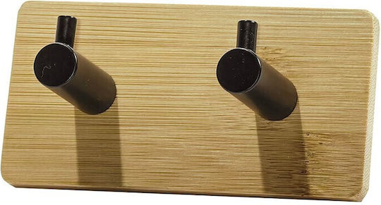General Trade Wooden Wall Hanger 2 Hooks Brown 9x3.2x4.5cm