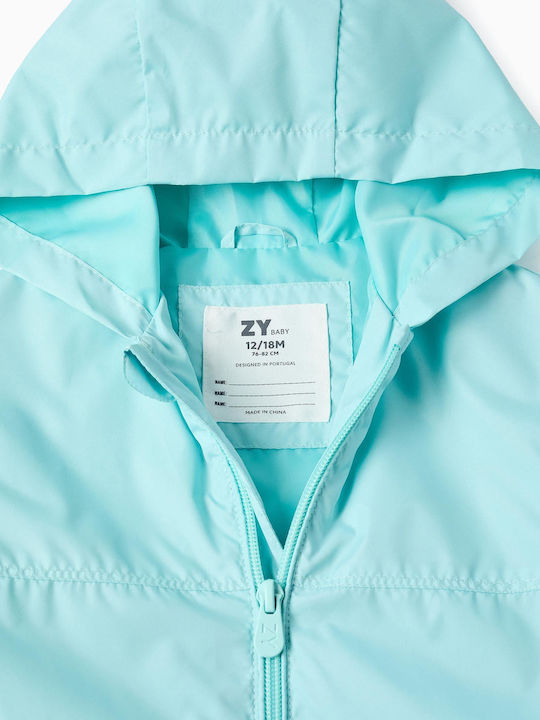 Kids Casual Windproof Coat with Hood Turquoise
