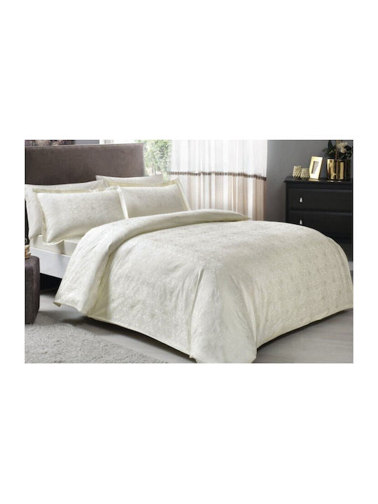Tac Set Huse Pentru Pilote Duble Cu 4 Fețe De Pernă Și 1 Cearceaf 200x220cm Nodus Crem