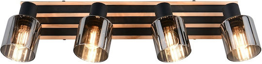 Trio Lighting Σποτ με 4 Φώτα σε Μαύρο Χρώμα