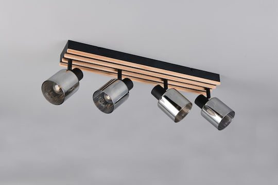 Trio Lighting Σποτ με 4 Φώτα σε Μαύρο Χρώμα