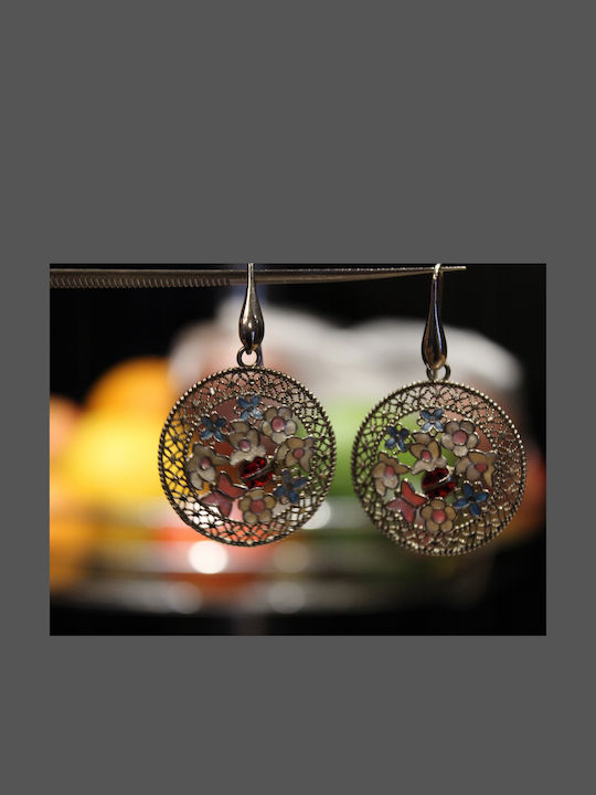 925 Earrings Ladybug Flower Italian Silver Enamel Hoops 3