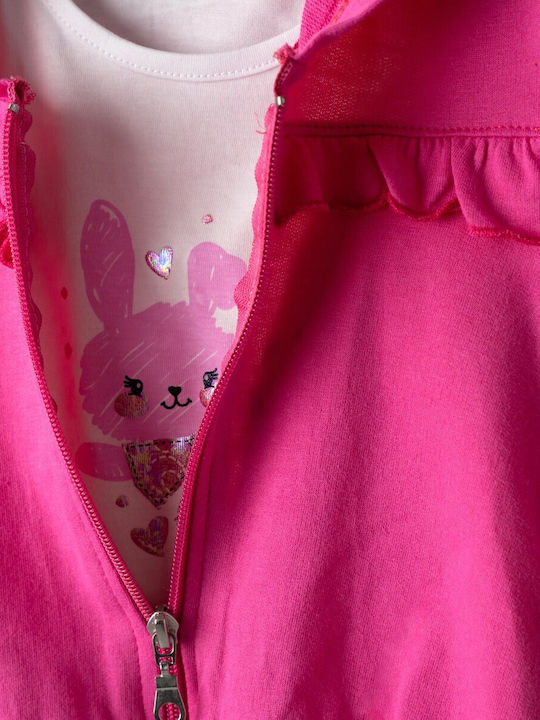 Kids Sweatpants Set White-Magenta 3pcs