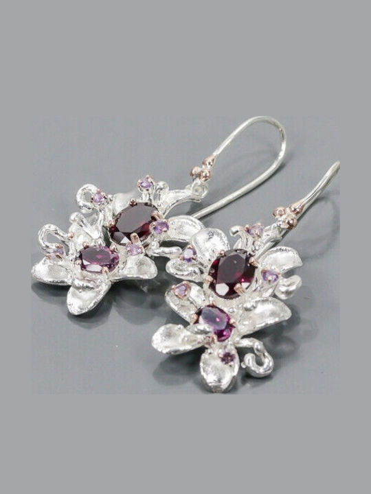 Künstlerische Amethyst Granat Natürliche Ohrringe 2