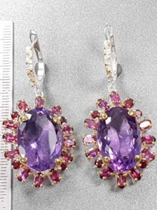 925 Earrings 34ct Amethyst Rhodolite Certificate 2