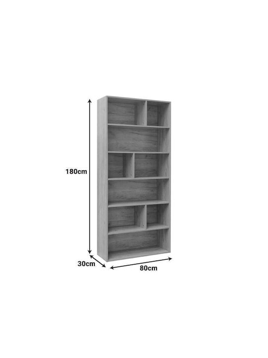 Bibliotecă Evergin Oak Shade 80x30x180cm