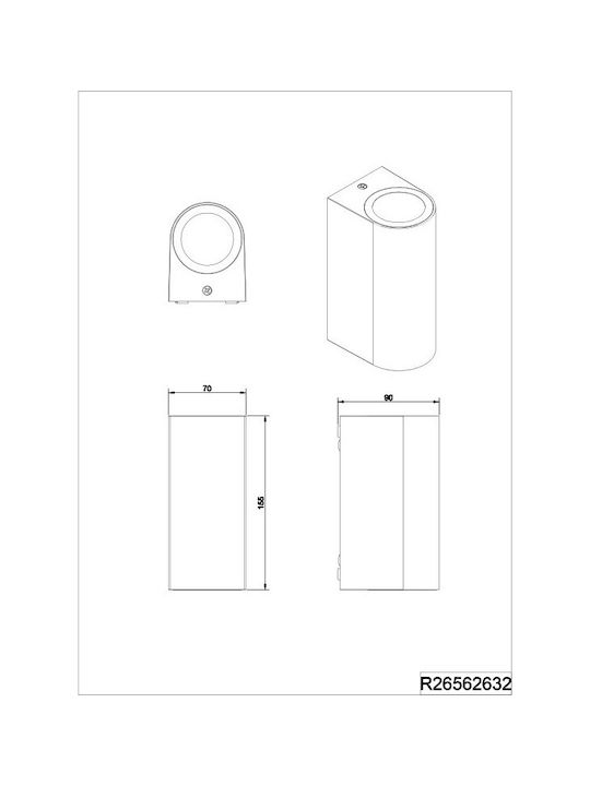 Trio Lighting Επιτοίχιο Εξωτερικό Φωτιστικό Μαύρο