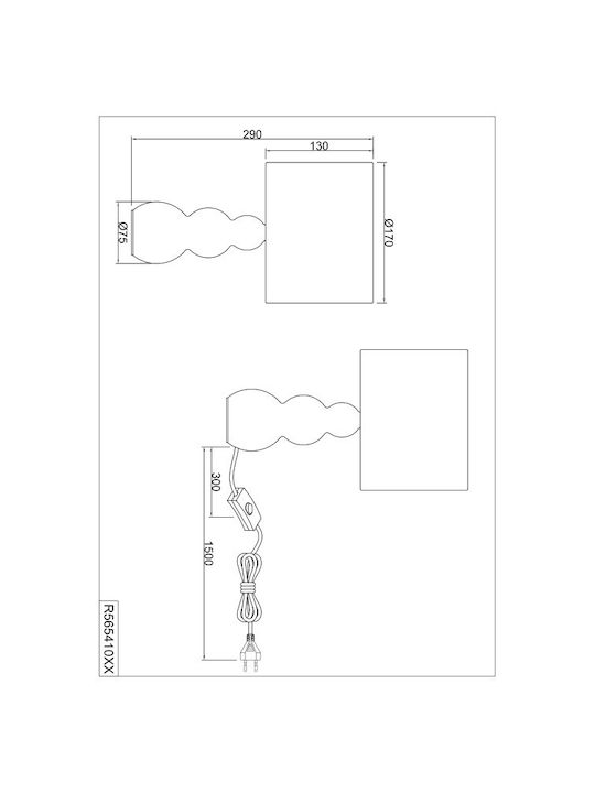 Trio Lighting Κεραμικό Πορτατίφ με Ασημί Καπέλο και Βάση