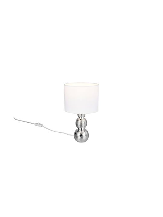 Trio Lighting Κεραμικό Πορτατίφ με Ασημί Καπέλο και Βάση