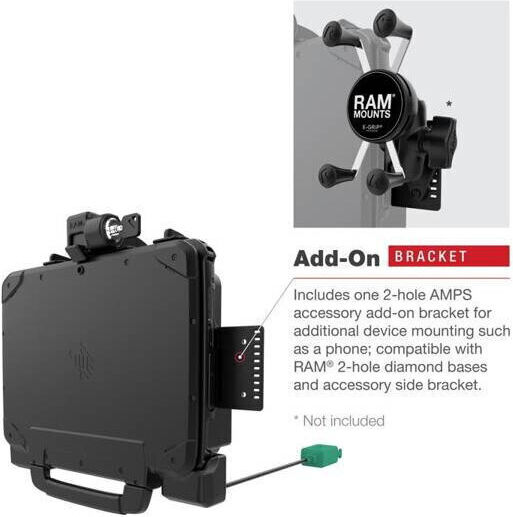 Ram Mounts Ram Power + Dock Cu Blocare Duală Usb Pentru Zebra Et8x 2-in-1 Tabletă Multicolor