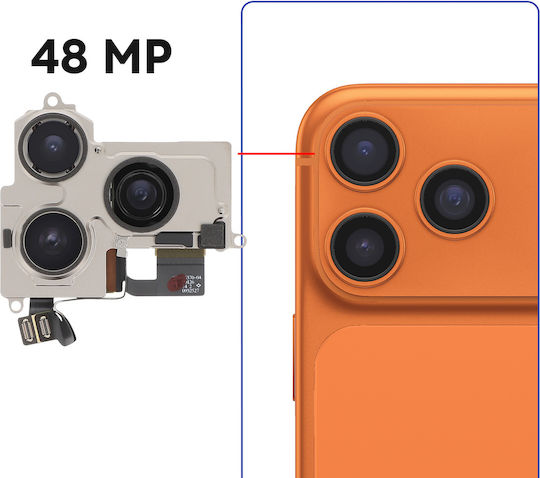 Clappio Cameră Din Spate Triplu 48mp Iphone 17 Pro Max Unghi Larg Teleobiectiv Negru Argintiu