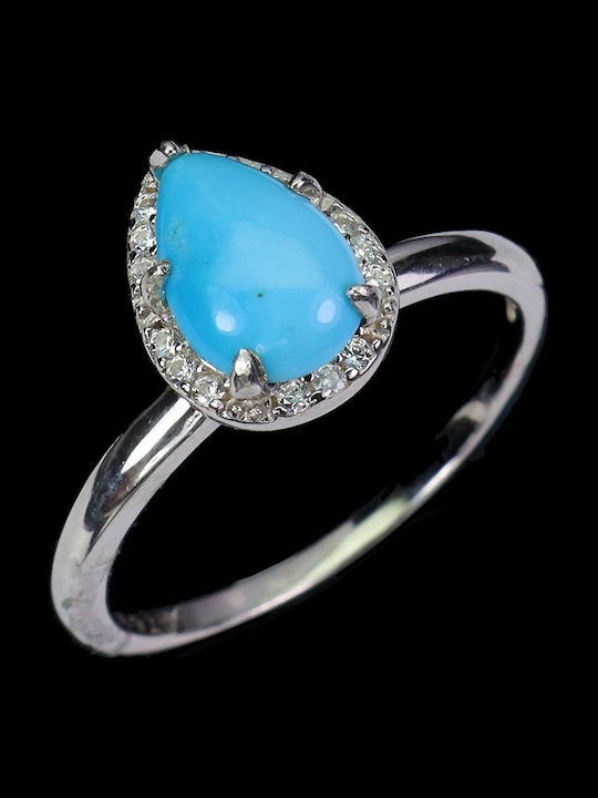 925 Silver Delicate Ring Turquoise Zircon Size 17