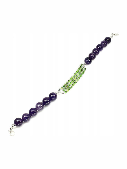 Silberarmband Natürliche Amethyste Diopside