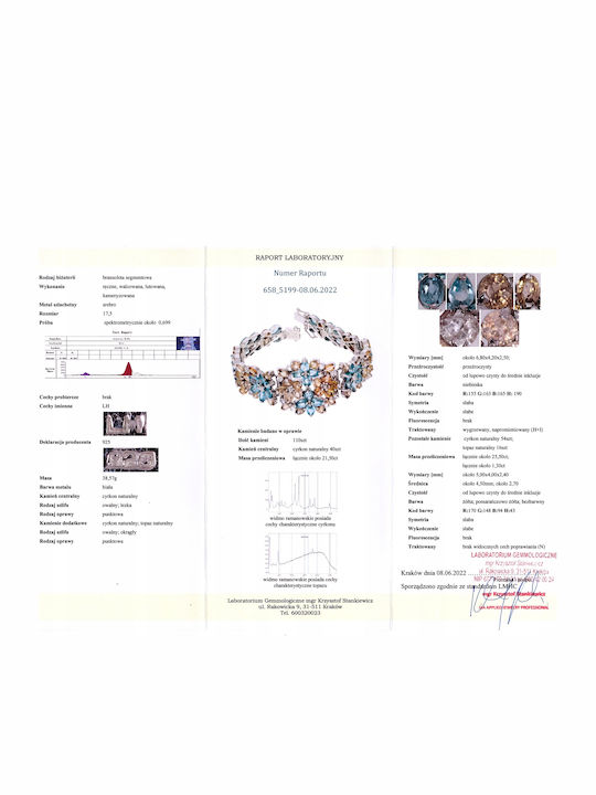 925 Bracelet Topaz Cubic Zirconia Certificate