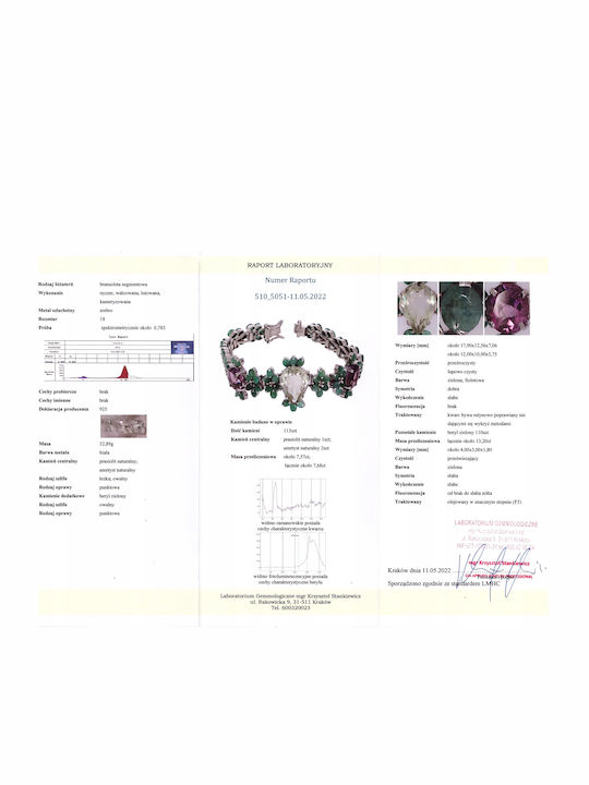 925 Bracelet Natural Amethyst Beryls Certificate 925 Bracelet Natural Amethyst Beryls Certificate