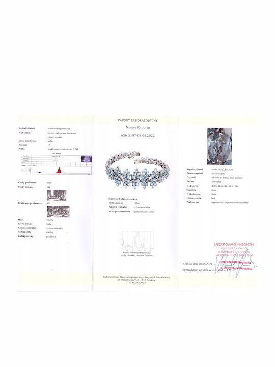 925 Bracelet Natural Zircons Certificate 2
