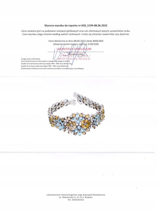 Brățară 925 Topaz Cubic Zirconia Certificat