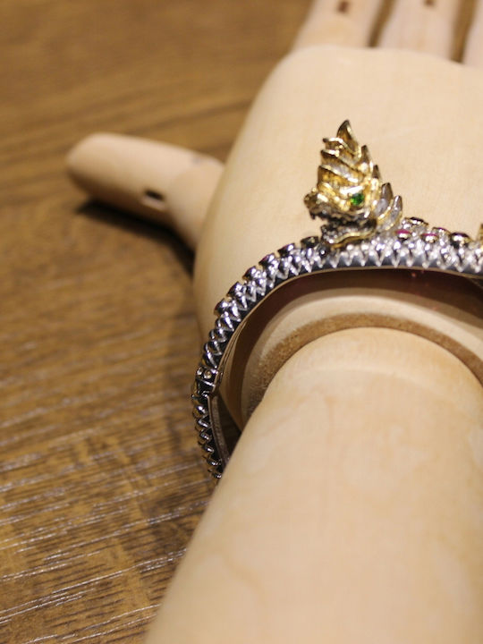 Silver Dragon Bracelet Natural Rubies Diopsides