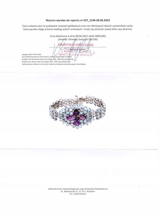 Brățară 925 Cu Ametist Și Zircon Certificat