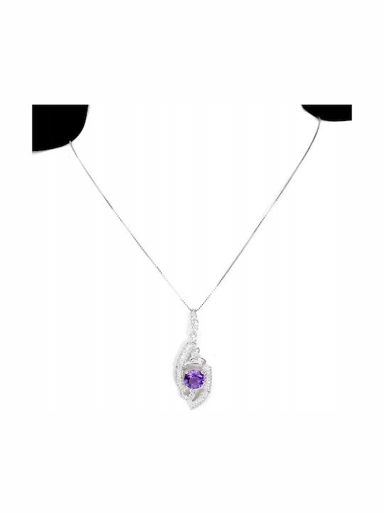 Zarte Natürliche Amethyst Halskette Zirkon 925