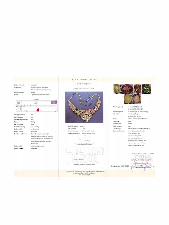 Colier 925 Cuart Natural Peridot Certificat