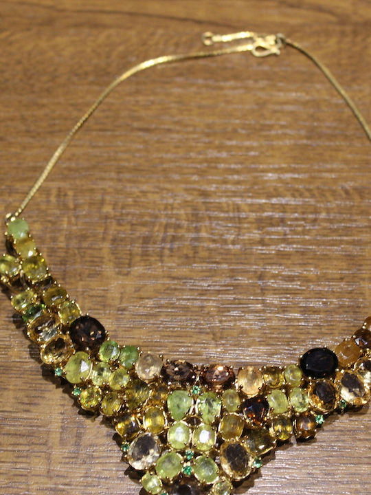 Colier 925 Cuart Natural Peridot Certificat
