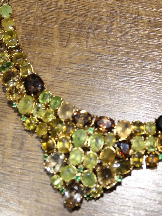 Colier 925 Cuart Natural Peridot Certificat