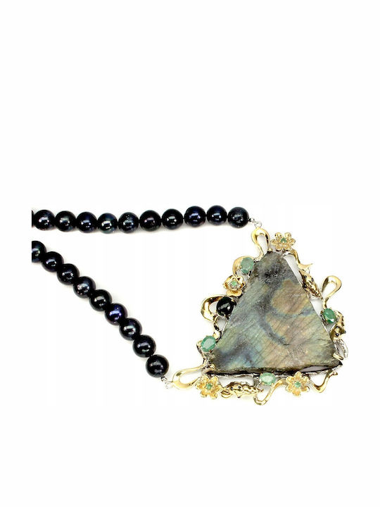 925 Halskette Labradorit Opal Smaragde Zertifikat