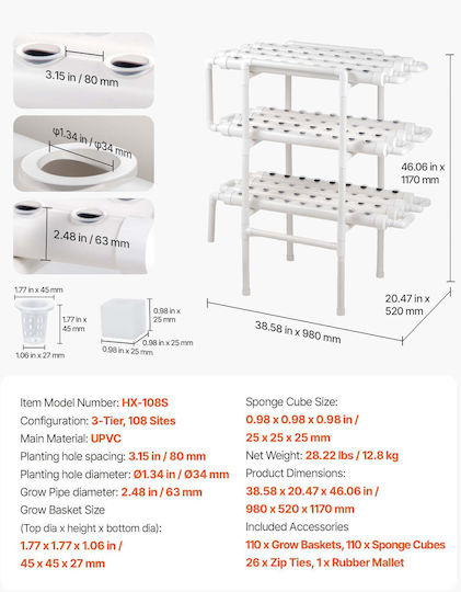 Vevor Grow Light με LED και Ισχύ 4W 8εκ.