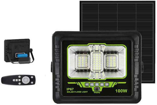 Gdsuper Wall Waterproof Solar LED Flood Light 100W Cold White 7500K with Remote Control IP67