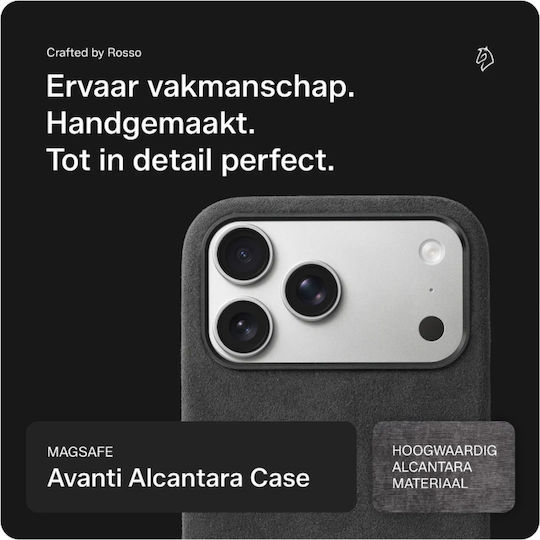 Θήκη iPhone 17 Pro Max Rosso Avanti Back Cover από Premium Alcantara με MagSafe Gray